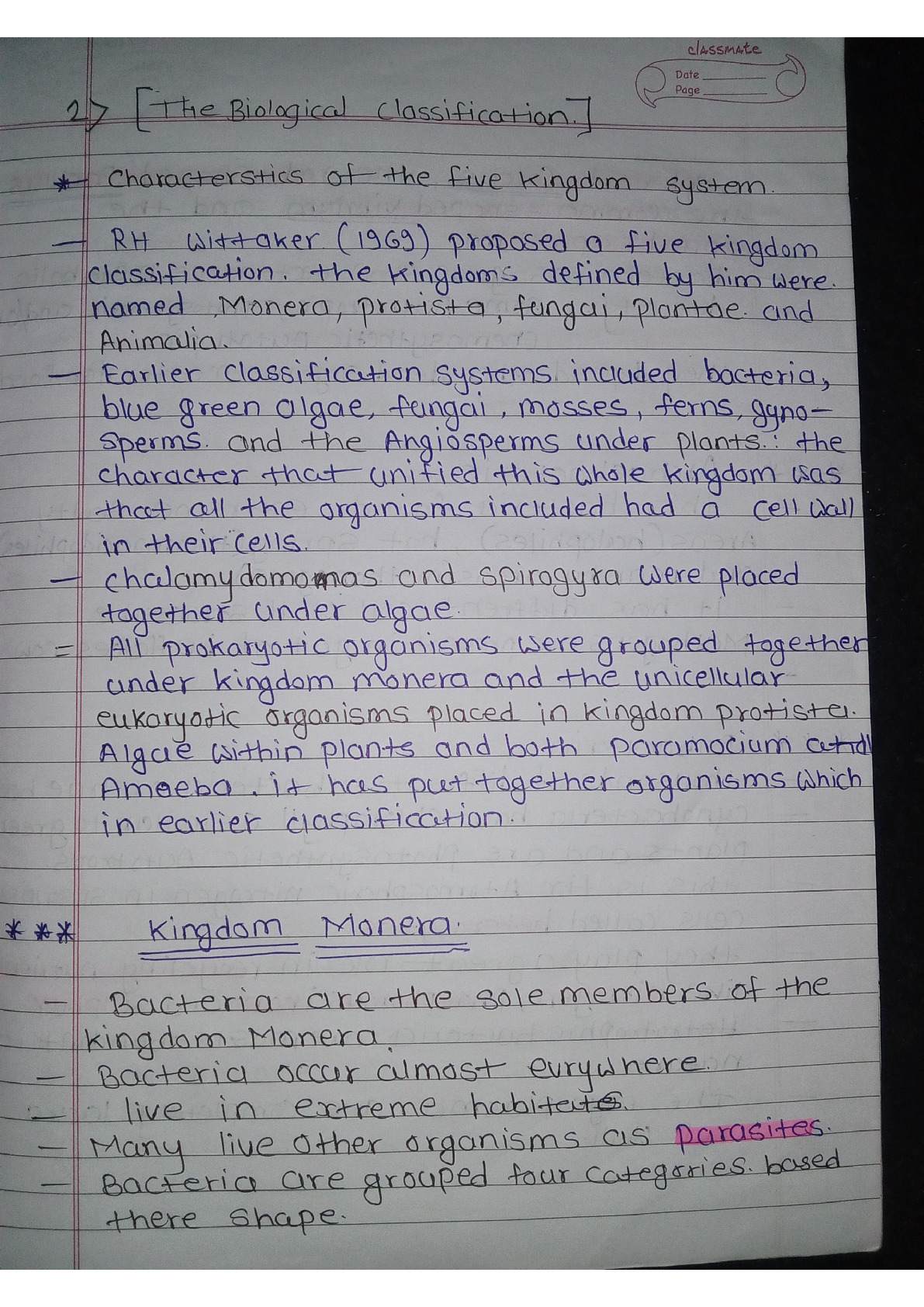 Best biology notes 11 th std chapter 1 Biological classification ...