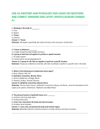 HESI A2 ANATOMY AND PHYSIOLOGY REAL EXAM 150 QUESTIONS AND CORRECT ANSWERS 2026 LATEST UPDATE//ALRE