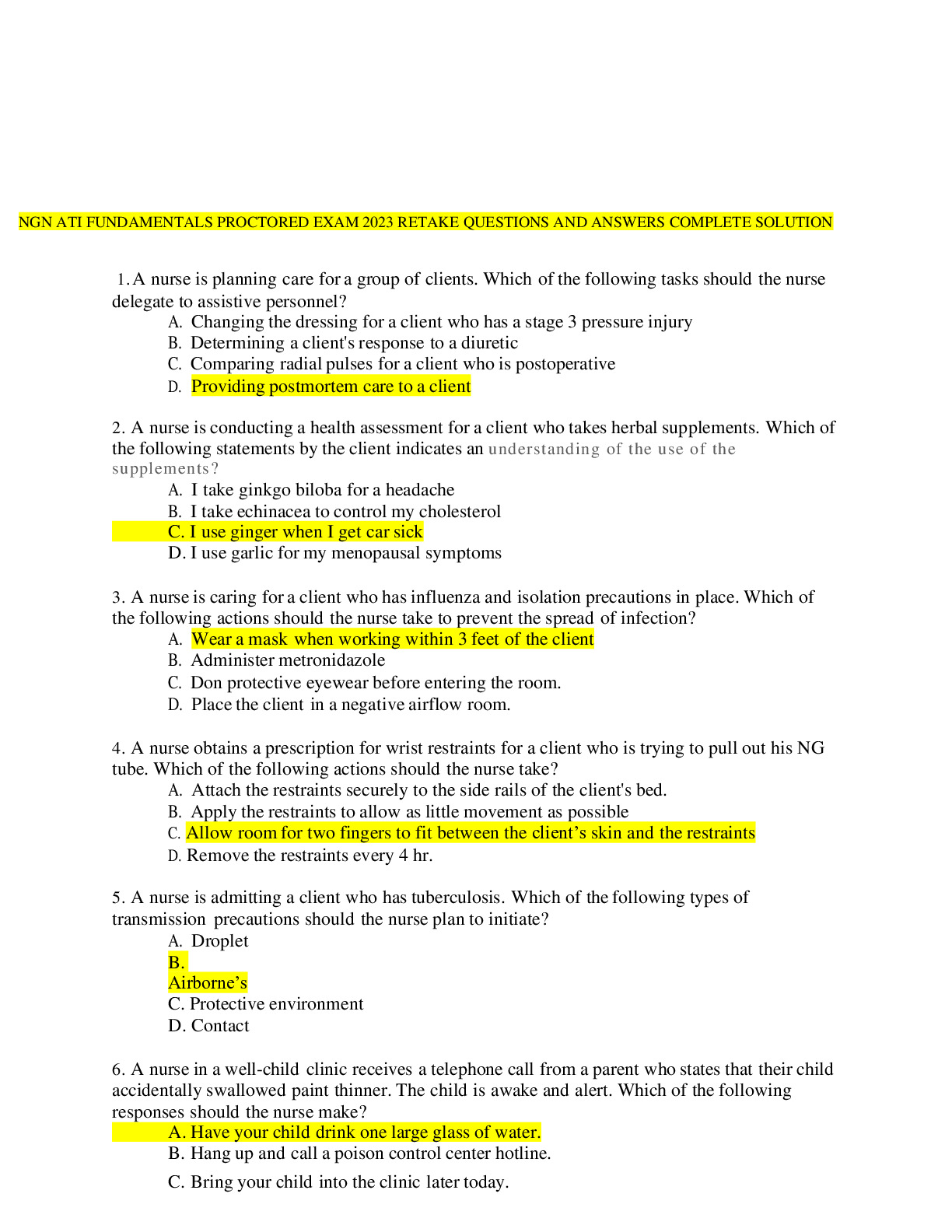 ATI RN Fundamentals Online Practice 2019 A with NGN/ ATI Fundamentals ...
