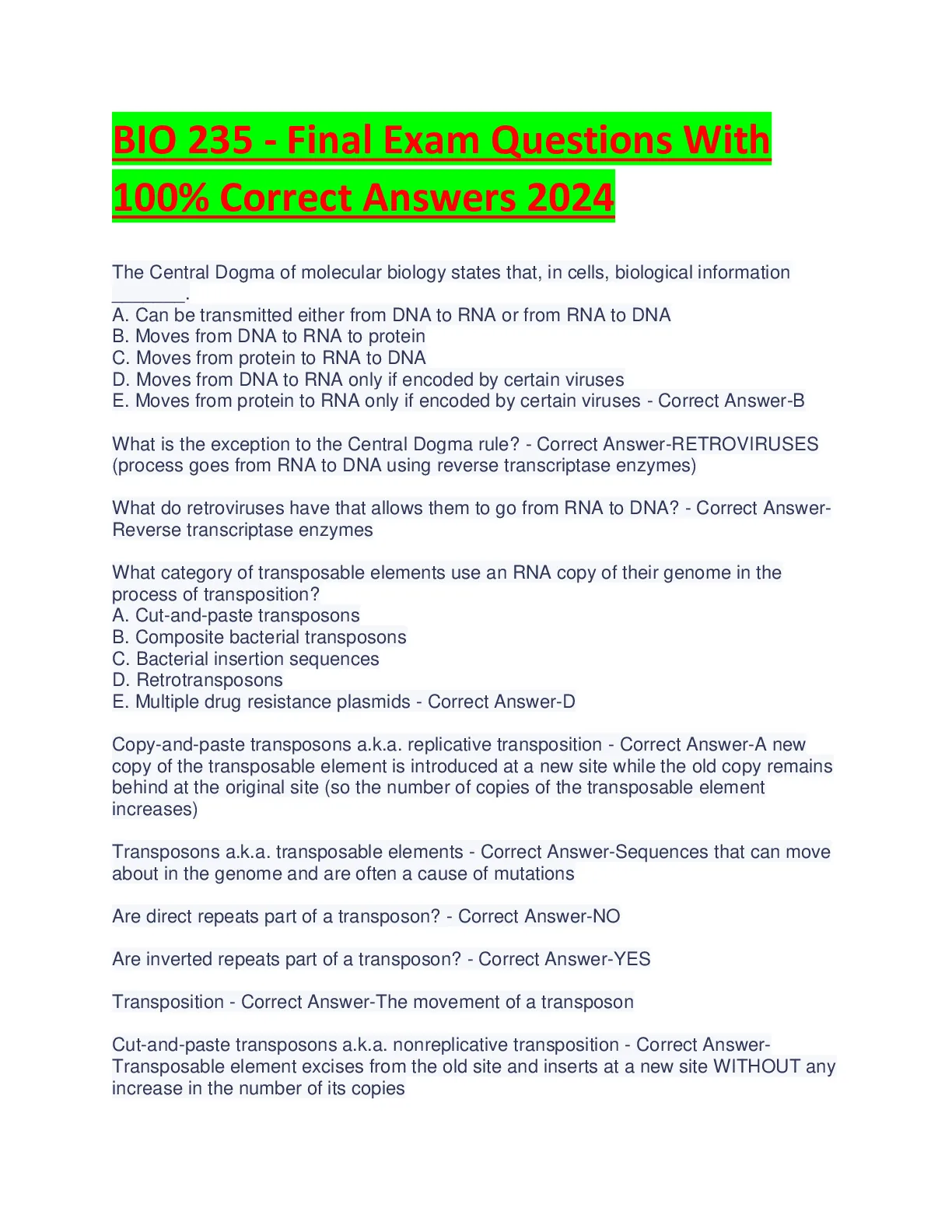 BIO 235 Final Exam Questions With 100- Correct Answers 2024.pdf - DocMerit