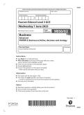 A-LEVEL EDEXCEL BUSINESS JUNE 2023 - PAPER 2 Question Paper (9BS0/02) [VERIFIED]