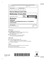 A-LEVEL EDEXCEL BUSINESS JUNE 2023 - PAPER 3 Question Paper (9BS0/03) [VERIFIED]