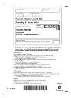 A-LEVEL EDEXCEL PAPER 2 PURE MATHEMATICS June 2024 QUESTION PAPER (9MA0/02)