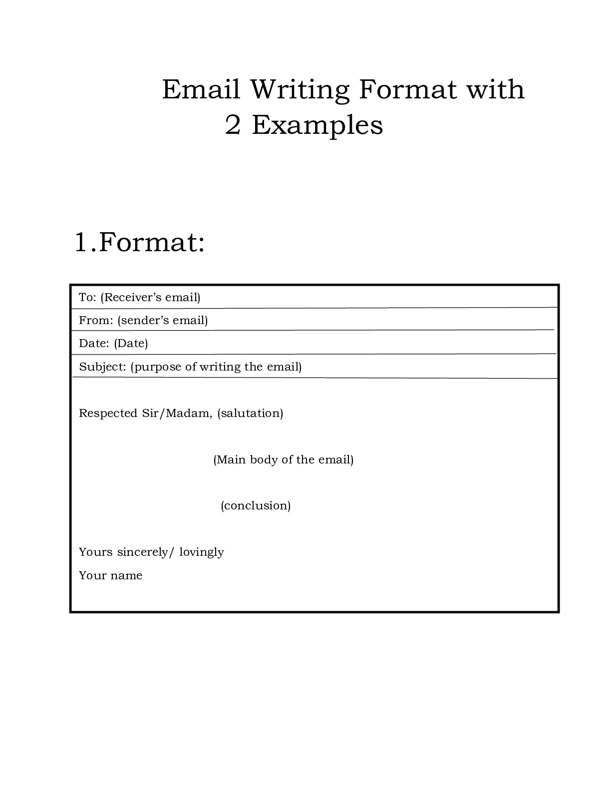 Formal and Informal Email Writing formats with Examples - DocMerit