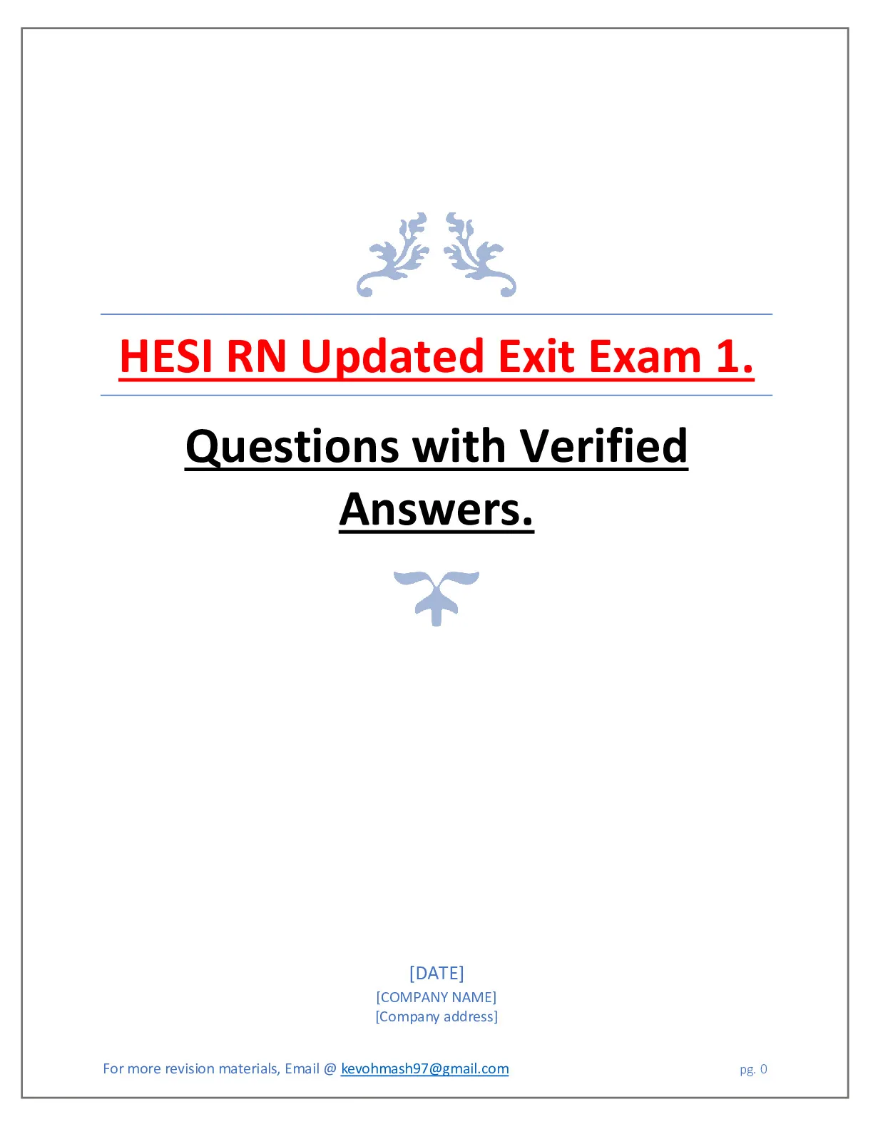HESI RN Updated Exit Exam 1.