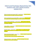 AQA A Level Psychology: Biopsychology Test/ Questions with Answers ...