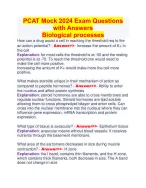 PCAT Mock 2024 Exam Questions with Answers Biological processes - DocMerit