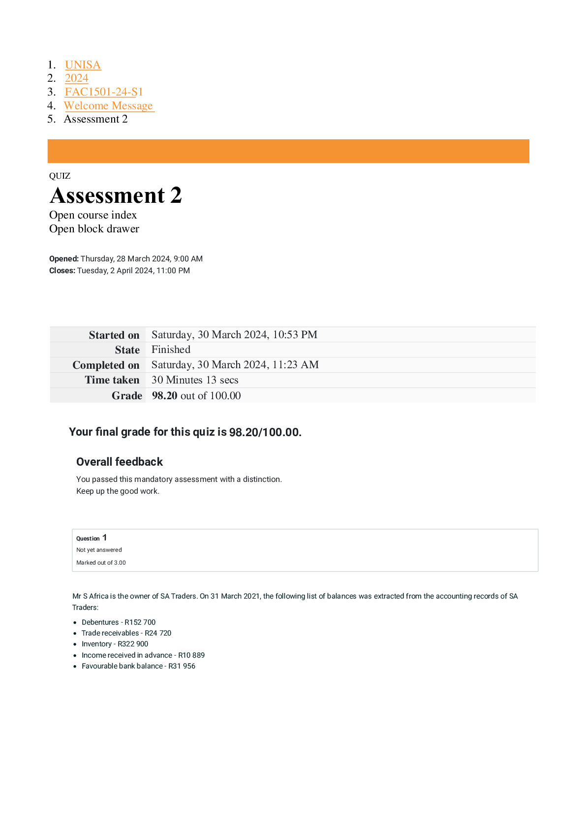 FAC1501 Assignment 2 Due April 2024