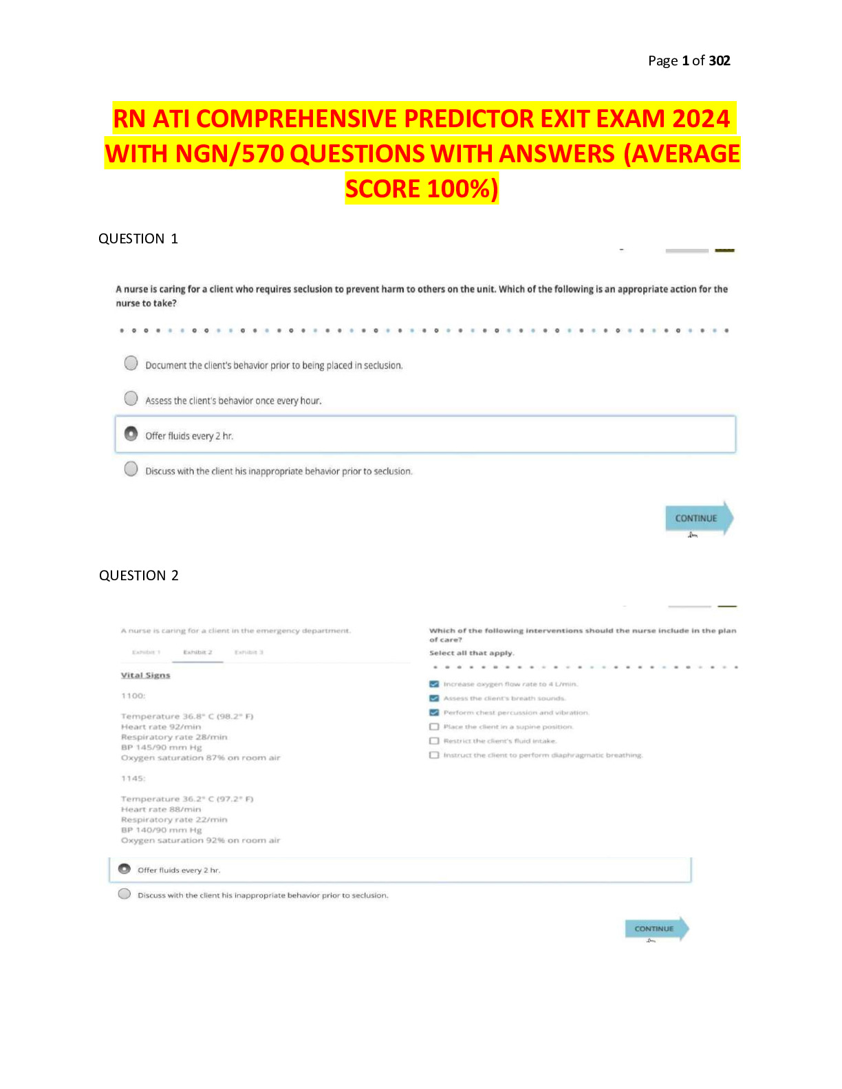 ATI RN VATI COMPREHENSIVE PREDICTOR 2024 FORM A, B AND C/ ATI RN ATI COMPREHENSIVE PREDICTOR