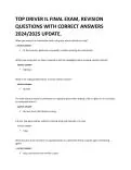TOP DRIVER IL FINAL EXAM, REVISION QUESTIONS WITH CORRECT ANSWERS 2024/ ...