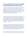 Social and Behavioral Research (SBR) for Biomedical Researchers (ID 4)