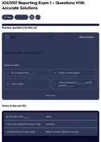 JOU3101 Reporting Exam 1 – Questions With Accurate Solutions