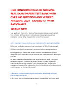 HESI  RN EXAMS  PAPERS 8  MAIN UNITS WITH VERIFIED ANSWERS  GRADED A+