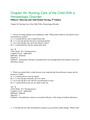Chapter 44- Nursing Care of the Child With a Hematologic Disorder,100% CORRECT