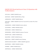 NAPLEX 2022 Brand And Generic Exam 314 Questions with Verified Answer,100% CORRECT