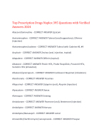 Top Prescription Drugs Naplex 395 Questions with Verified Answers 2024,100% CORRECT