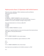 Naplex practice Exam 113 Questions with Verified Answers,100% CORRECT