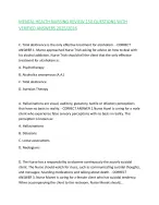 MENTAL HEALTH NURSING REVIEW 150 QUESTIONS WITH VERIFIED ANSWERS 2025/2026,100%CORRECT