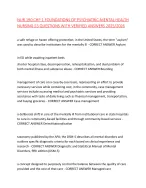 NUR 190 CHP 1 FOUNDATIONS OF PSYCHIATRIC-MENTAL HEALTH NURSING 55 QUESTIONS WITH VERIFIED ANSWERS