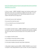 NUR 220 MENTAL HEALTH QUIZ 158 QUESTIONS WITH VERIFIED ANSWERS 2025/2026,100%CORRECT