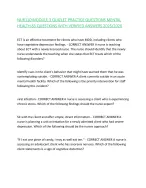 NUR110 MODULE 3 QUIZLET PRACTICE QUESTIONS MENTAL HEALTH 83 QUESTION WITH VERIFIED ANSWER 2025/2026