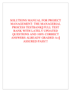 SOLUTIONS MANUAL FOR PROJECT  MANAGEMENT: THE MANAGERIAL  PROCESS TESTBANK|| FULL TEST  BANK