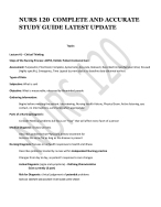 NURS 120  COMPLETE AND ACCURATE   STUDY GUIDE LATEST UPDATE