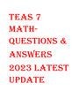 TEAS 7 -(Science ,Math ,English ,Reading &QBank) - Questions&Answers 2023 Latest Update Package