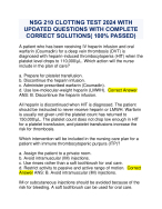 NSG 210 CLOTTING TEST 2024 WITH  UPDATED QUESTIONS WITH COMPLETE  CORRECT SOLUTIONS( 100% PASSED)