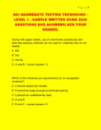 ACI AGGREGATE TESTING TECHNICIAN - LEVEL 1 - SAMPLE WRITTEN EXAM 2026 ...