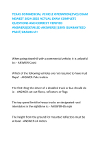 TEXAS COMMERCIAL VEHICLE OPERATION(CVO) EXAM NEWEST 2024-2025 ACTUAL EXAM COMPLETE  QUESTIONS AND C