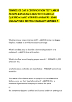 TENNESSEE CAT 3 CERTIFICATION TEST LATEST  ACTUAL EXAM 2024-2025 WITH CORRECT QUESTIONS AND VERIFIE