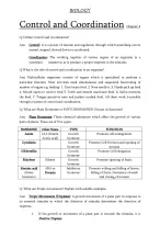 CONTROL AND COORDINATION STUDY NOTES