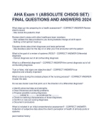 AHA Exam 1 (ABSOLUTE CHSOS SET)  FINAL QUESTIONS AND ANSWERS 2024