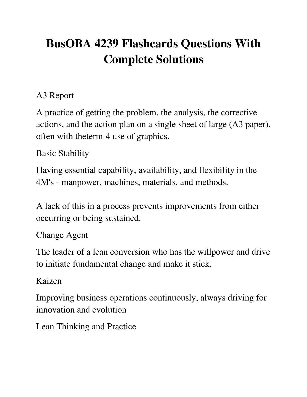 BusOBA 4239 Flashcards Questions With Complete Solutions - DocMerit