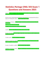 STATISTICS PORTAGE CNSL 503 EXAM 1 QUESTIONS AND ANSWERS 2026 - DocMerit