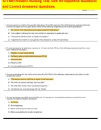 ATI RN Pediatric Nursing 2023 and 2026 Proctored Exam with NGN 70 Real Exam Questions and Answers