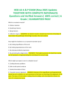 HESI A2 A & P EXAM (New 2025 Updates TOGETHER WITH COMPLETE RATIONALES)  Questions With answers