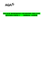 AQA GCSE MATHEMATICS FOUNDATION TIER EXAM QUESTION PAPER 1       MARKING  SCHEME