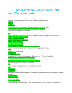Mpoetc Vehicle code exam - 50q and 20q open book questions with correct answers complete solution