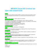 MPOETC Exam #2 Criminal law open and closed book questions with correct answers Graded A+