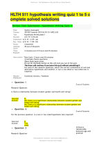 HLTH 511 hypothesis writing quiz 1 to 5 complete solved solutions