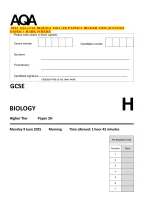 2025 AQA GCSE BIOLOGY 8461/2H PAPER 2 HIGHER TIER QUESTION PAPER + MARK SCHEME