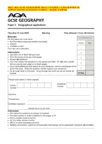 2025 AQA GCSE GEOGRAPHY 8035/3 PAPER 3 GEOGRAPHICAL APPLICATIONS QUESTION PAPER + MARK SCHEME