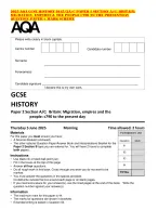 2025 AQA GCSE HISTORY 8145/2A/C PAPER 1 SECTION A/C: BRITAIN:MIGRATION, EMPIRES & THE PEOPLE C790 T