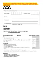 2025 AQA GCSE HISTORY 8145/2A/B PAPER 1 SECTION A/B: BRITAIN:POWER & THE PEOPLE C1170 TO THE PRESEN