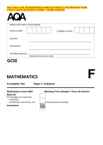 2025 AQA GCSE MATHEMATICS 8300/2F PAPER 2 FOUNDATION TIER CALCULATOR QUESTION PAPER + MARK SCHEME