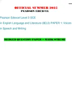 OFFICIAL SUMMER 2025 PEARSON EDEXCEL Pearson Edexcel Level 3GCE in English Language and Literature