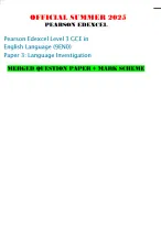 OFFICIAL SUMMER 2025 PEARSON EDEXCEL Pearson Edexcel Level 3 GCE in English Language (9EN0)Paper 3:
