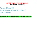 OFFICIAL SUMMER 2025 PEARSON EDEXCEL Pearson Edexcel GCE In English Language (8EN0)PAPER 2: Child L